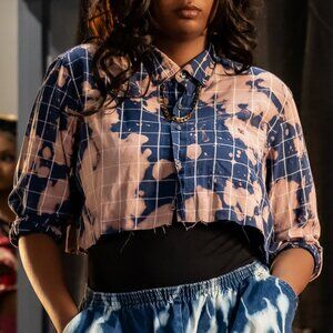 Vintage Club Room Crop Top Flannel